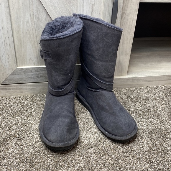 BEARPAW WOMENS TATUM LINED WINTER MID-CALF BOOTS GRAY 9 - Picture 2 of 8